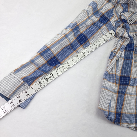 Cody James Pearl Snap Flannel Shirt Men Sz Medium Blue Plaid Long Sleeve Western - Picture 4 of 7
